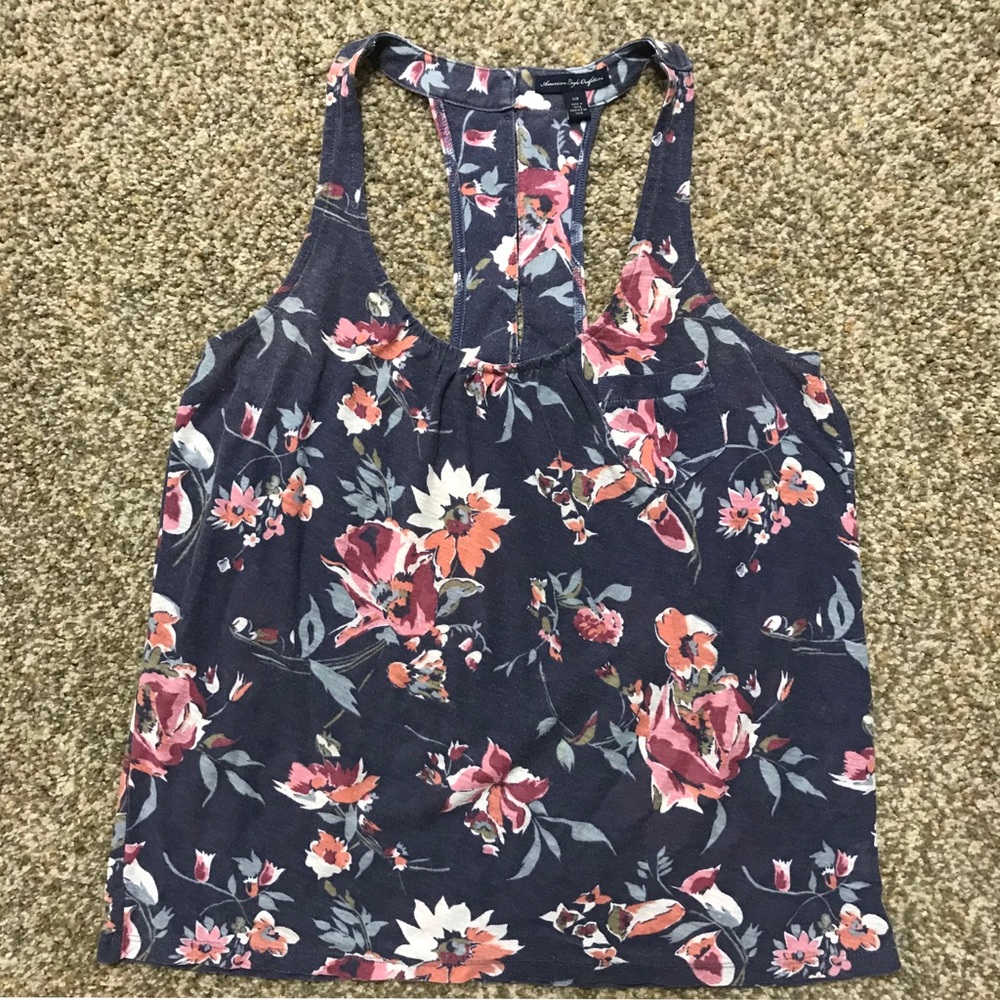 American Eagle floral racerback tank, small